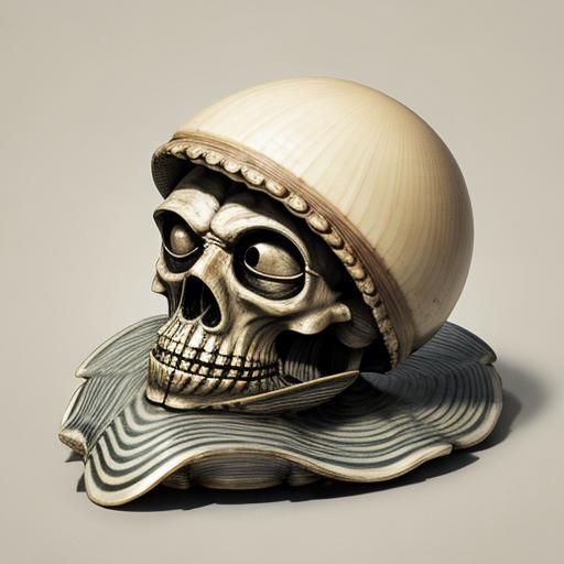Surreal Humanoid Figure with Clam Head