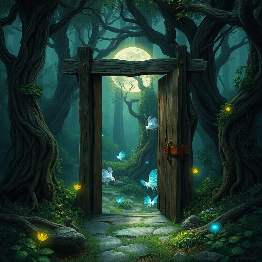 Mystical Doorway to Enchanted Forest Realm