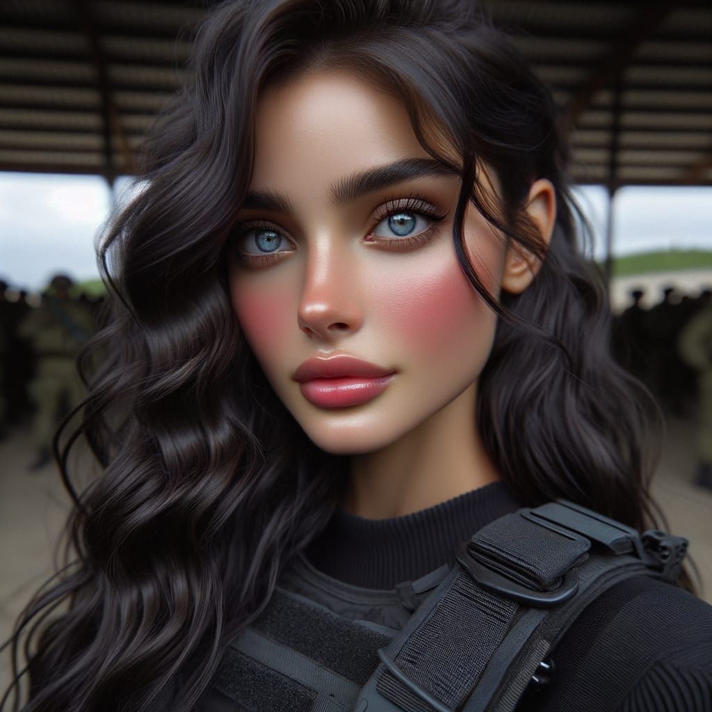 Beautiful Woman in Tactical Military Suit