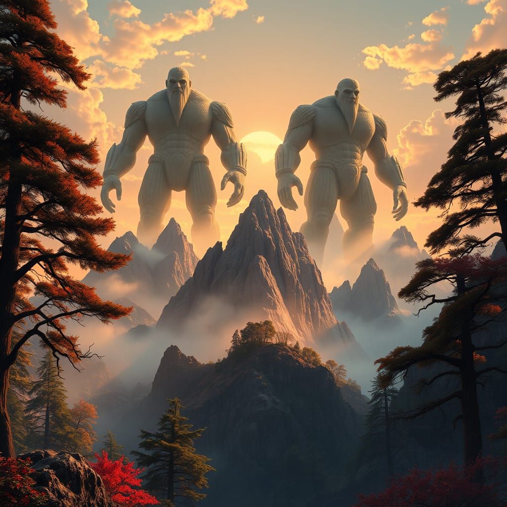 Majestic Giants Amidst Ethereal Peaks