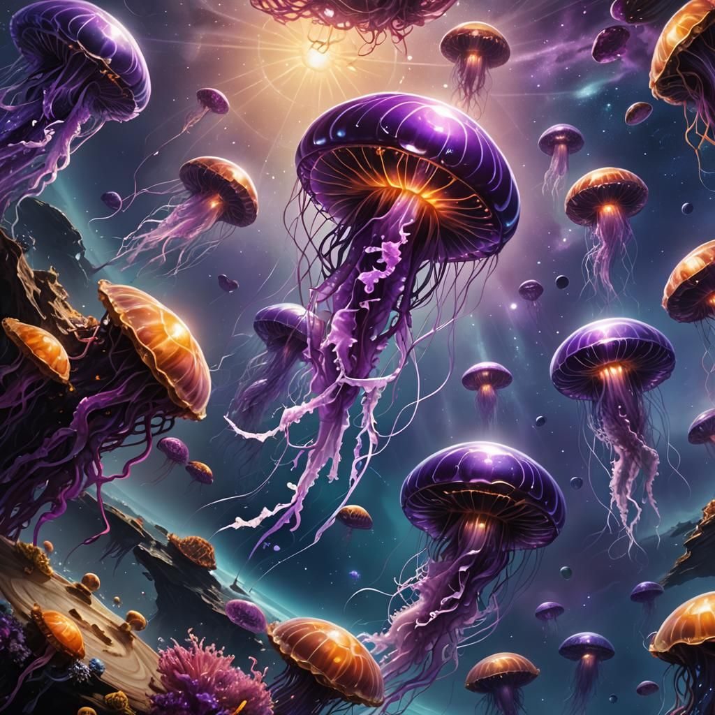 Purple Jellyfish UFO Moored on Galaxy Edge