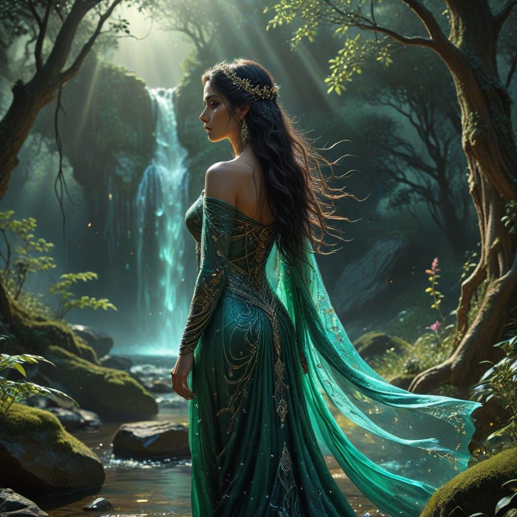 Mythical Arabic Goddess in Enchanted Dream Landscape