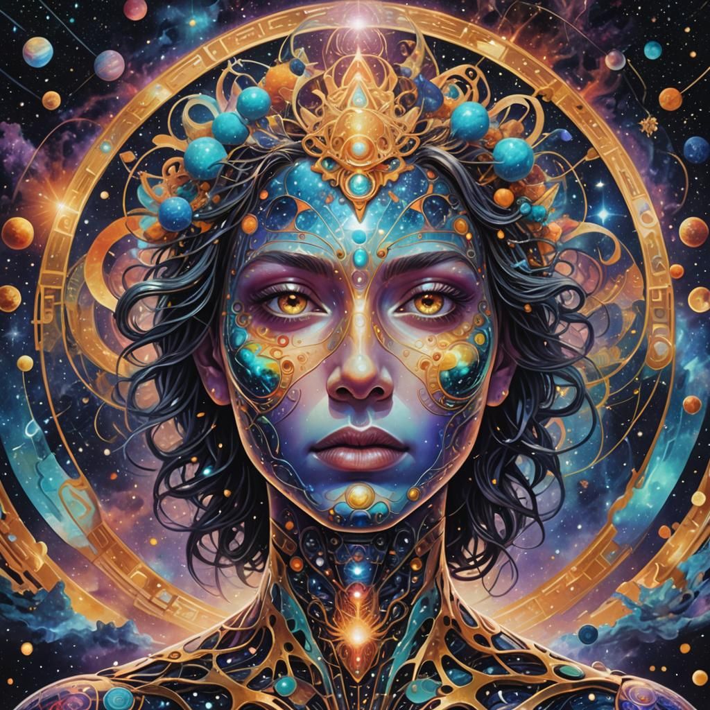 Unmasking AI: Holographic Cosmic Illustration