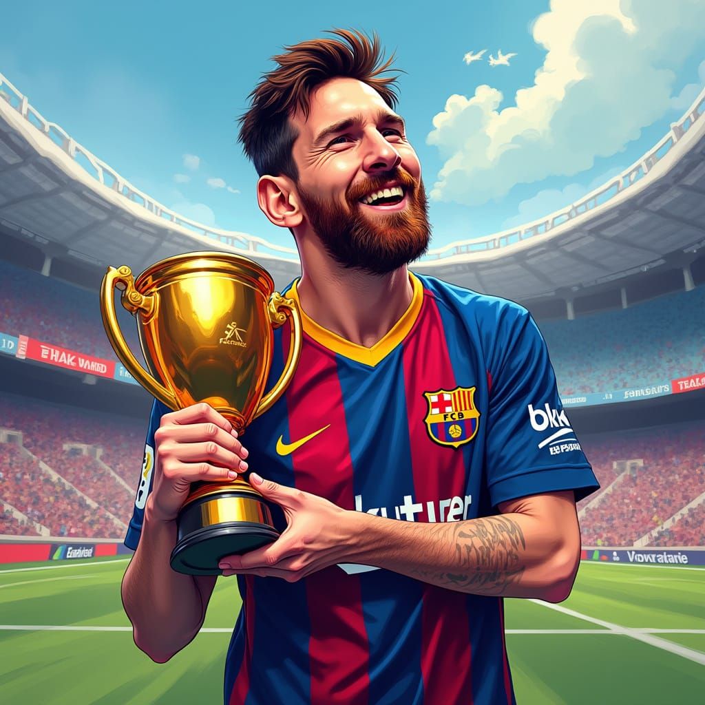 Lionel Messi Celebrates Victory in Stadium