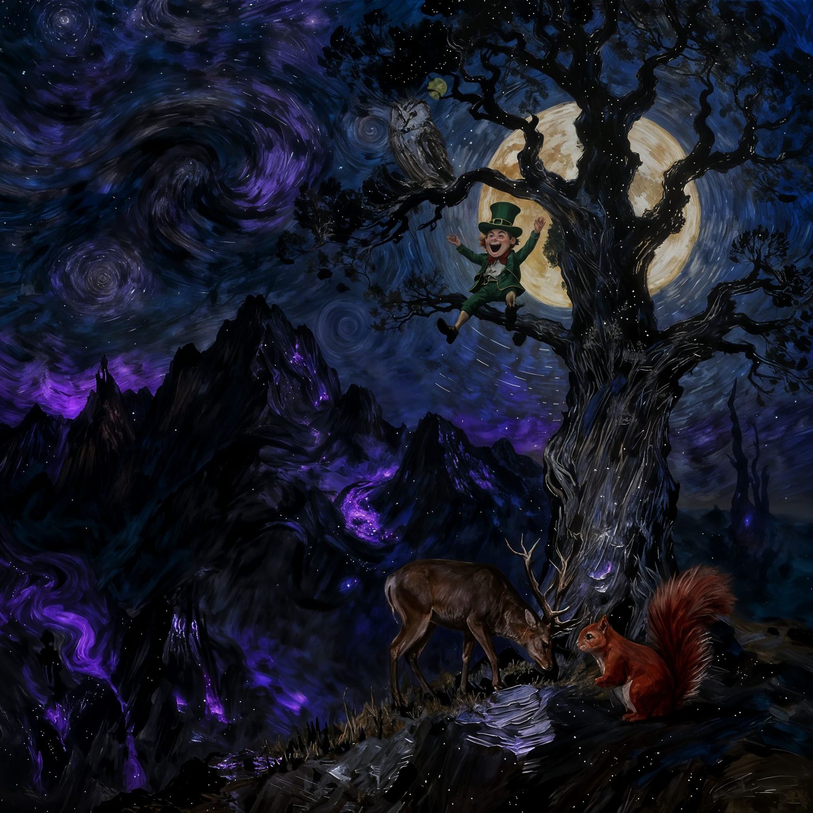 Majestic Mountains Under Starry Night Sky