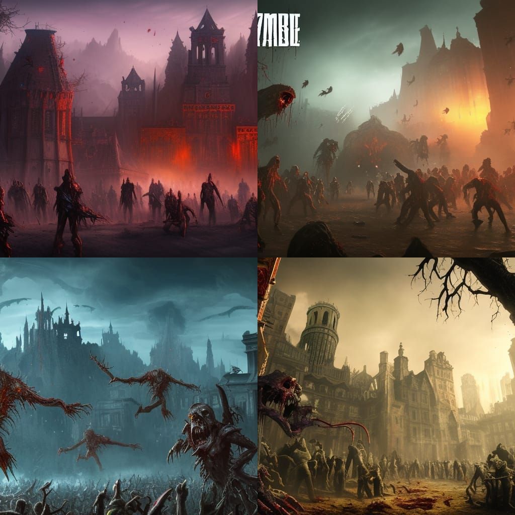 Zombie Invasion: Detailed Matte Painting in Deep Color