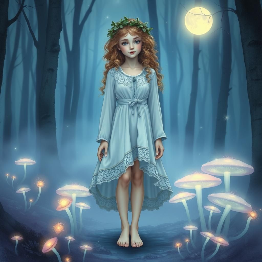Ethereal Witch in Misty Forest, Magic Realism