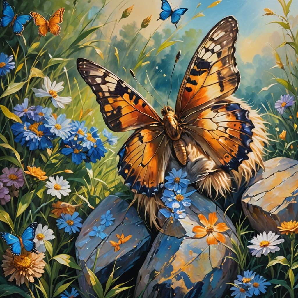 Butterfly with Lion Heart: Oil Painting Portrait