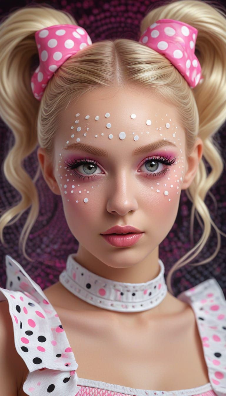 Blonde Woman with Zentangle Face in Pastel Colors