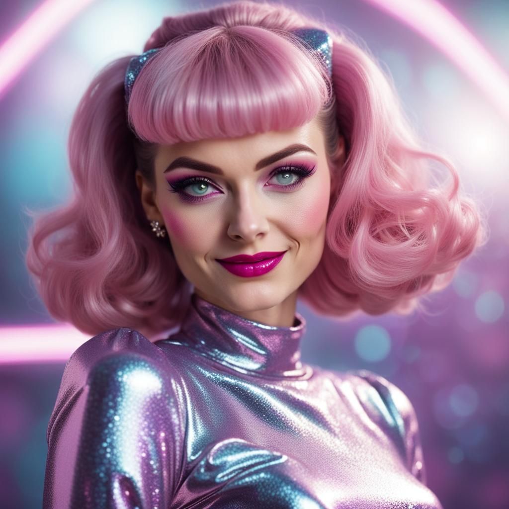 Retro Alien Girl with 80s Style