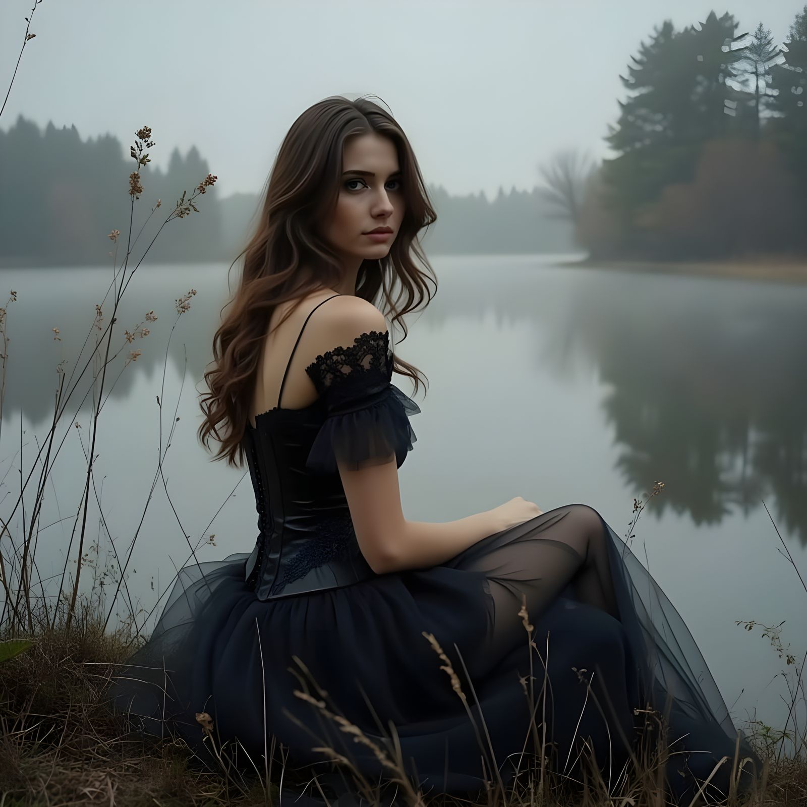 Melancholic Woman in Romantic Gothic Portrait