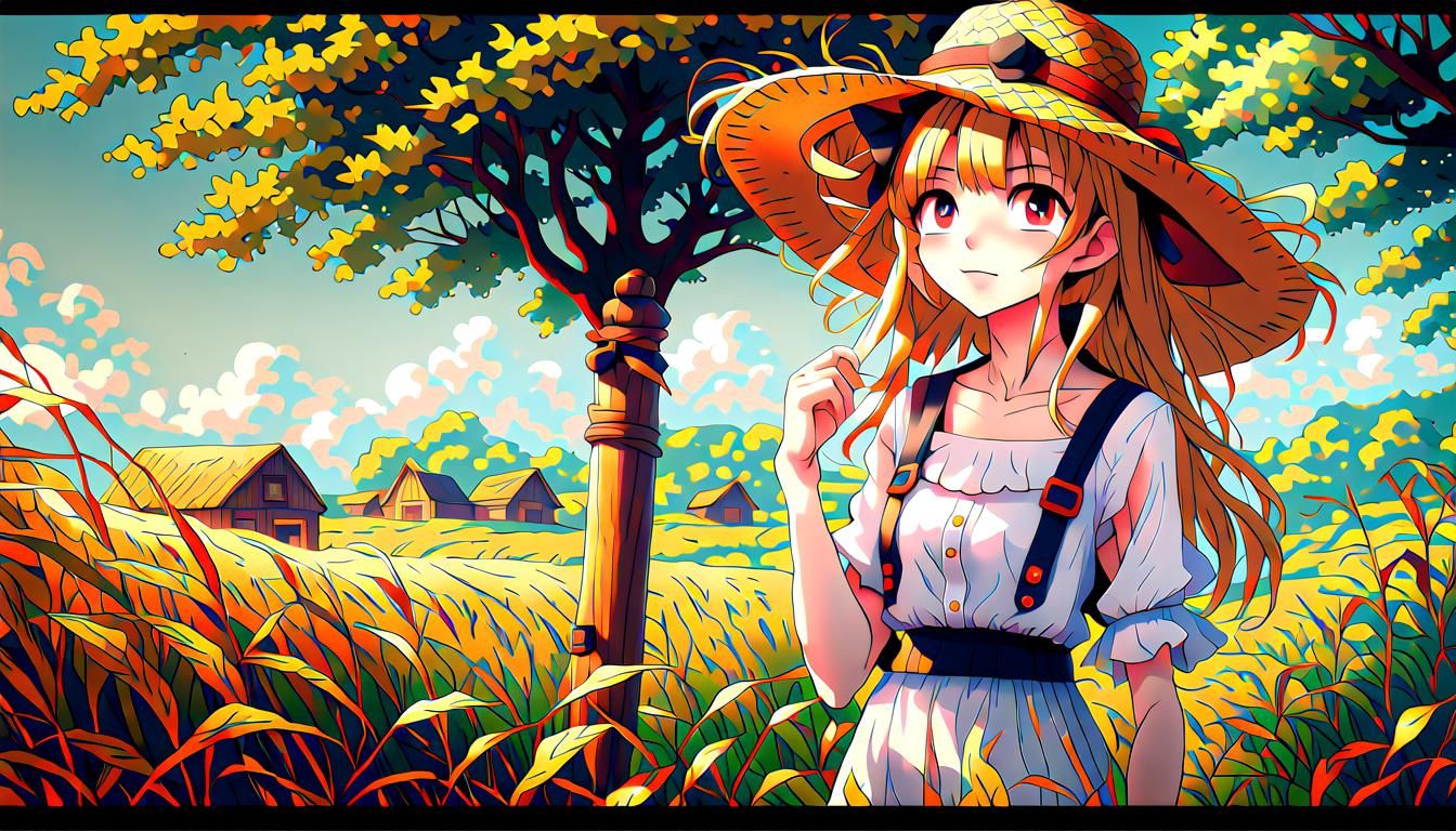 Fantasy Anime Farm Girl in Detailed Color Shading