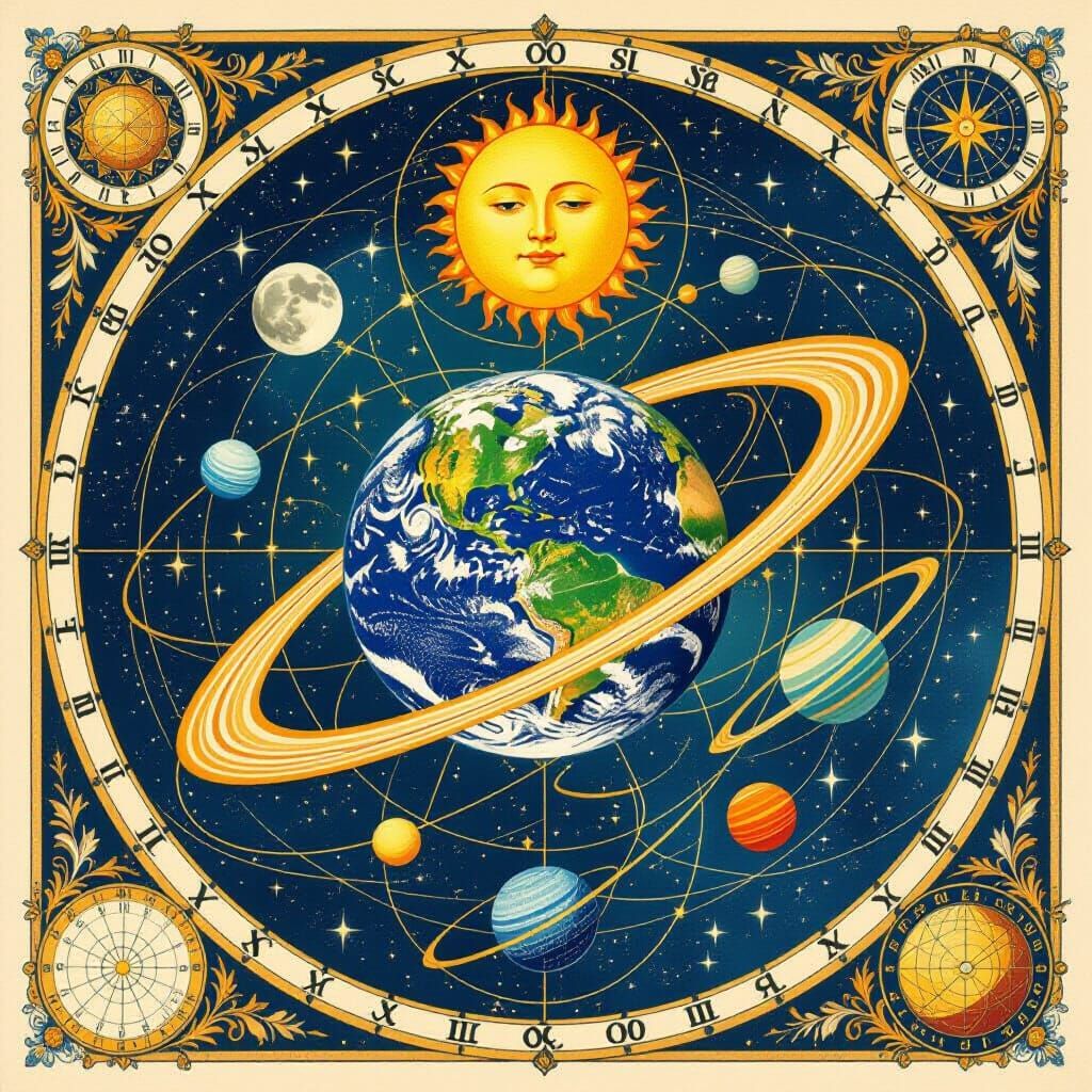 Geocentric Model: Earth Center of Universe with Orbiting Pla...