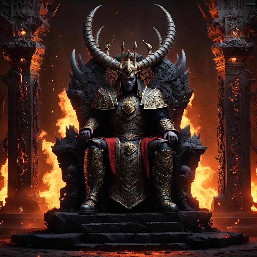 Underworld Ruler on Throne in Dark Fantasy Realm