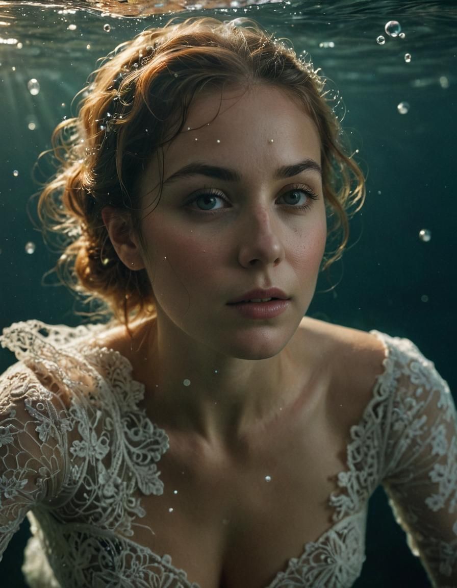 Ethereal Freediver Portrait in Deep Sea Photography