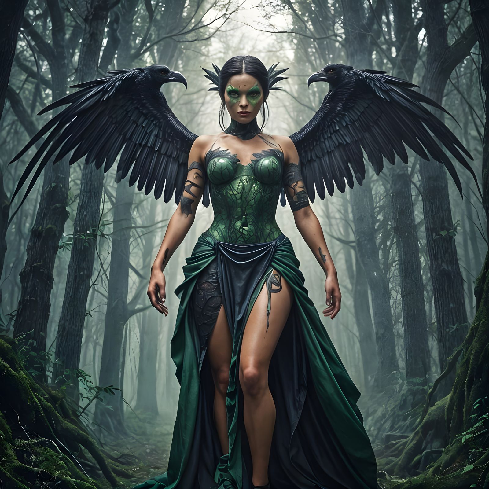 Surreal Alien Goddess in Splintered Human-Reptilian Form