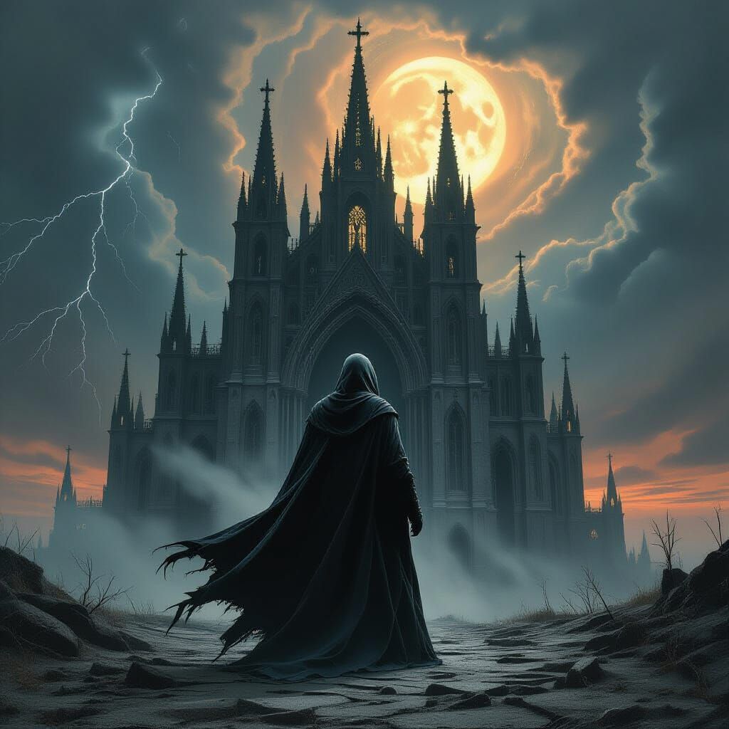 Gothic Cathedral Entrance in Dark Fantasy Style