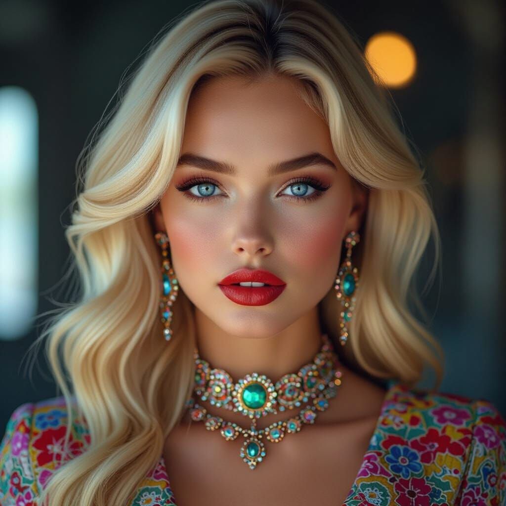 Hyperrealistic Portrait of a Beautiful Woman in Futuristic A...