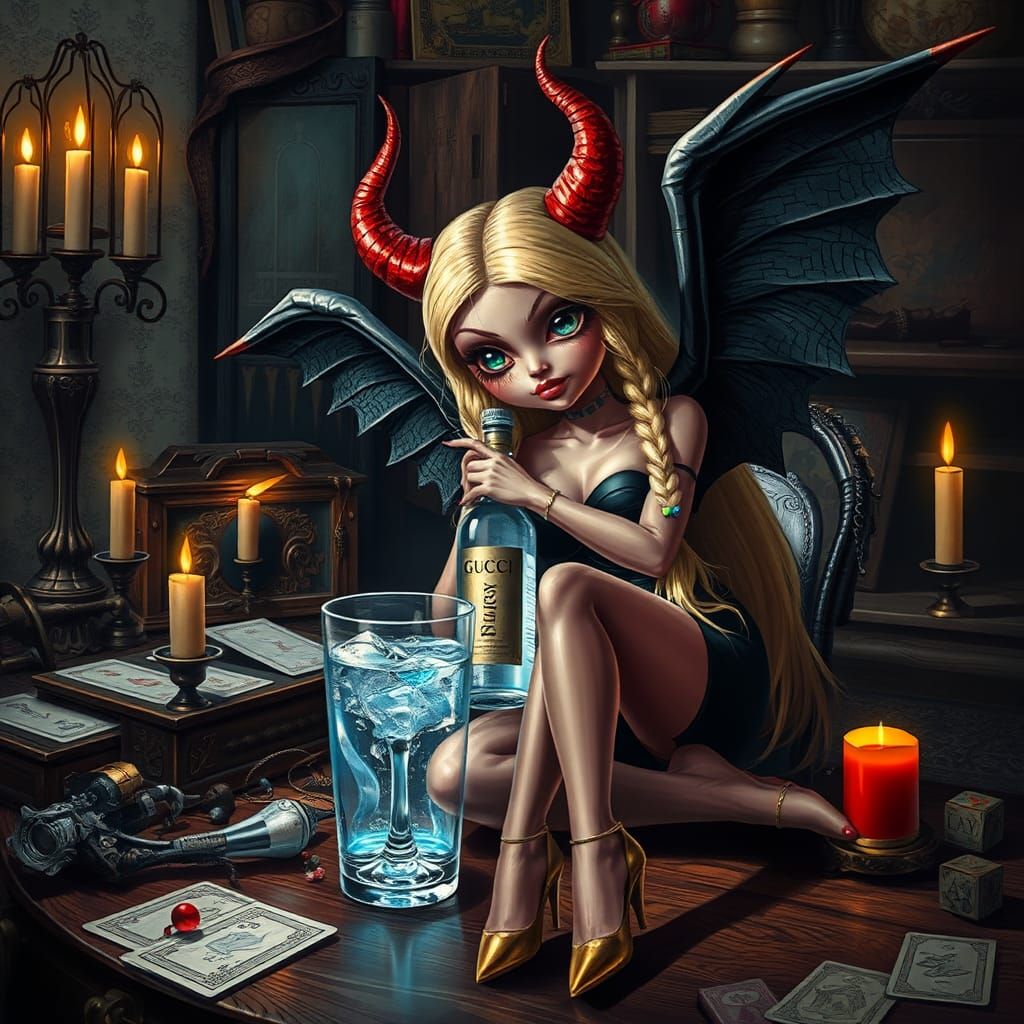 Voodoo Doll and Temptress in Dark Surrealism