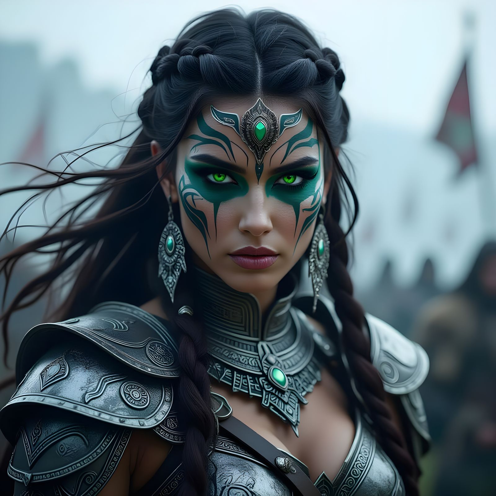 Warrior Queen Portrait with Tribal Face Paint