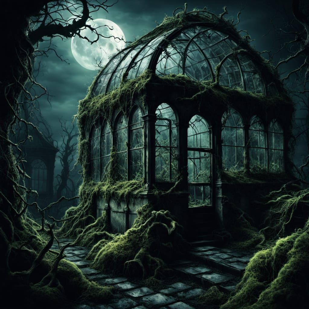 Forgotten Gothic Greenhouse in Dark Fantasy Style