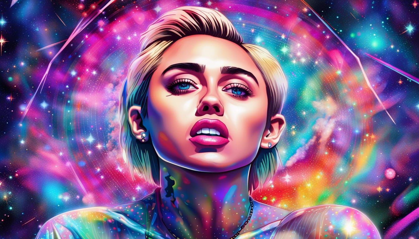 Miley Cyrus: Holographic Cosmic Astral Illustration