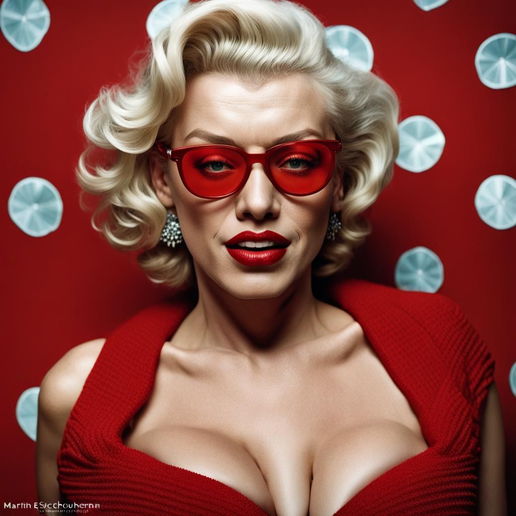 Marilyn Monroe Portrait in Red Bikini, Professional Photogra...