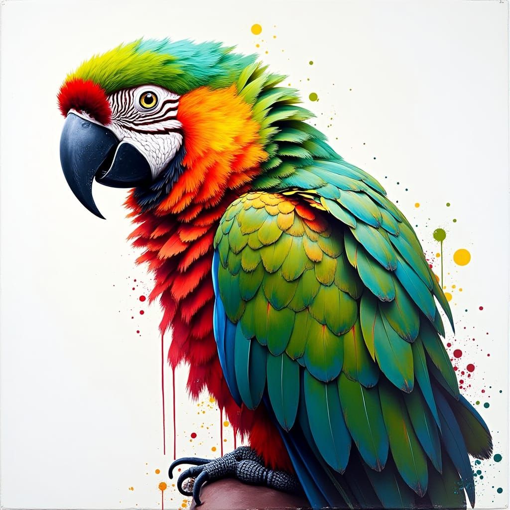 Colorful Parrot Portrait in Graffiti Art Style