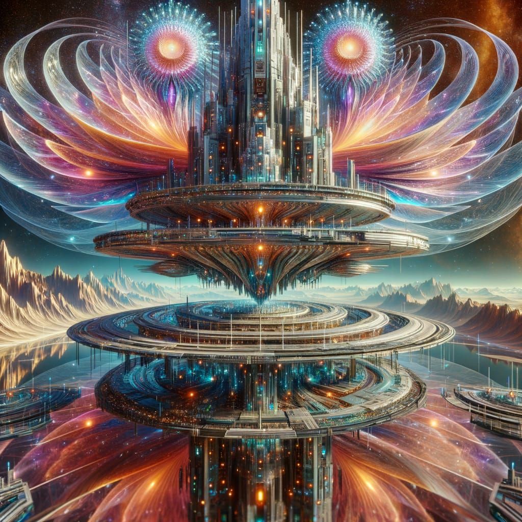 Breathtaking Futuristic Spaceship in Iridescent Aesthetic