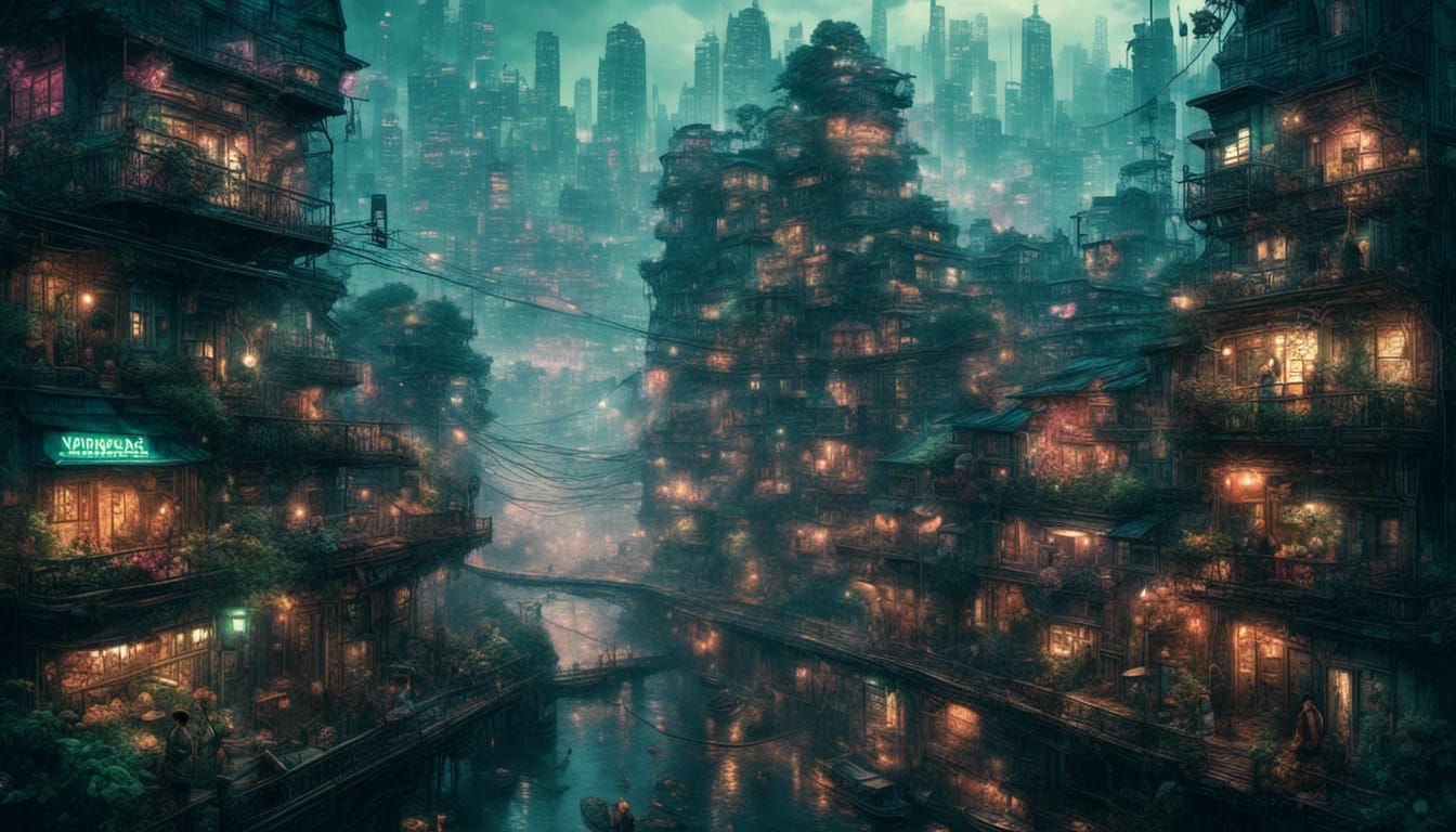Barren Cyberpunk Cityscape in Japanese Style