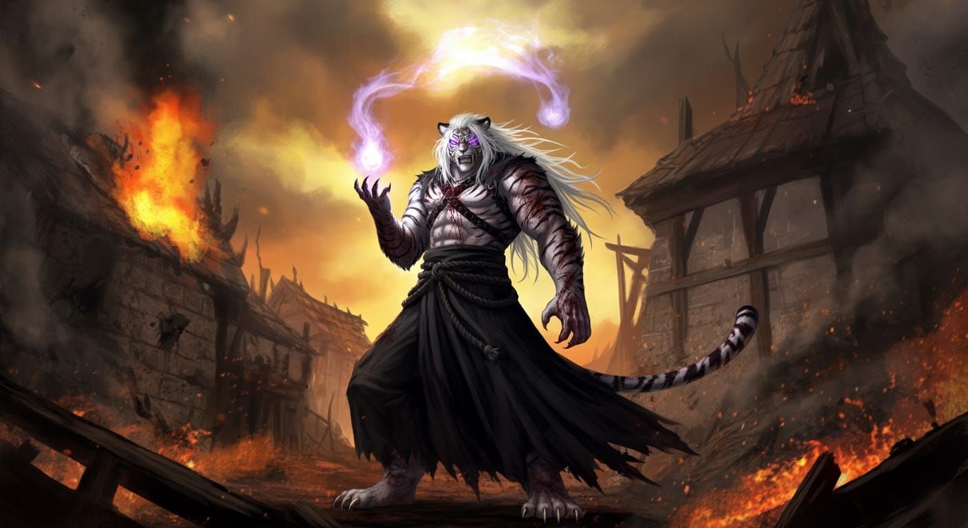 Anthropomorphic Tiger Man in Gritty Anime Style