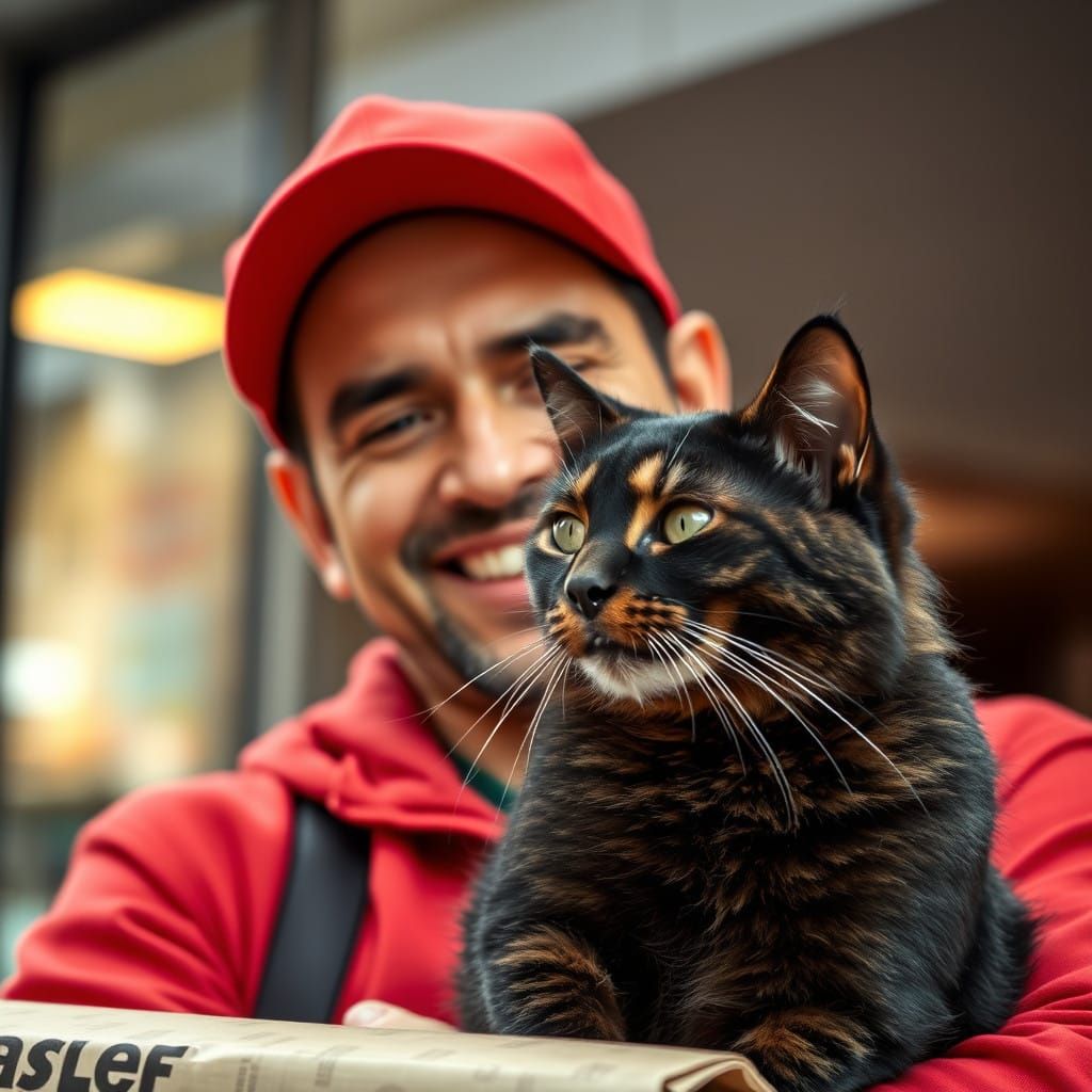 A Pizza Delivery Man Connects with a Majestic Tabby Cat in W...