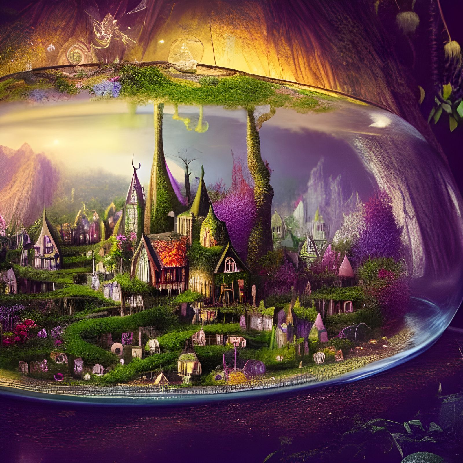 Fairy Village inside a bubble