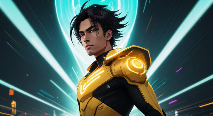 Sleek Youth in Neon Futuristic City, Inspired by Akira Toriy...