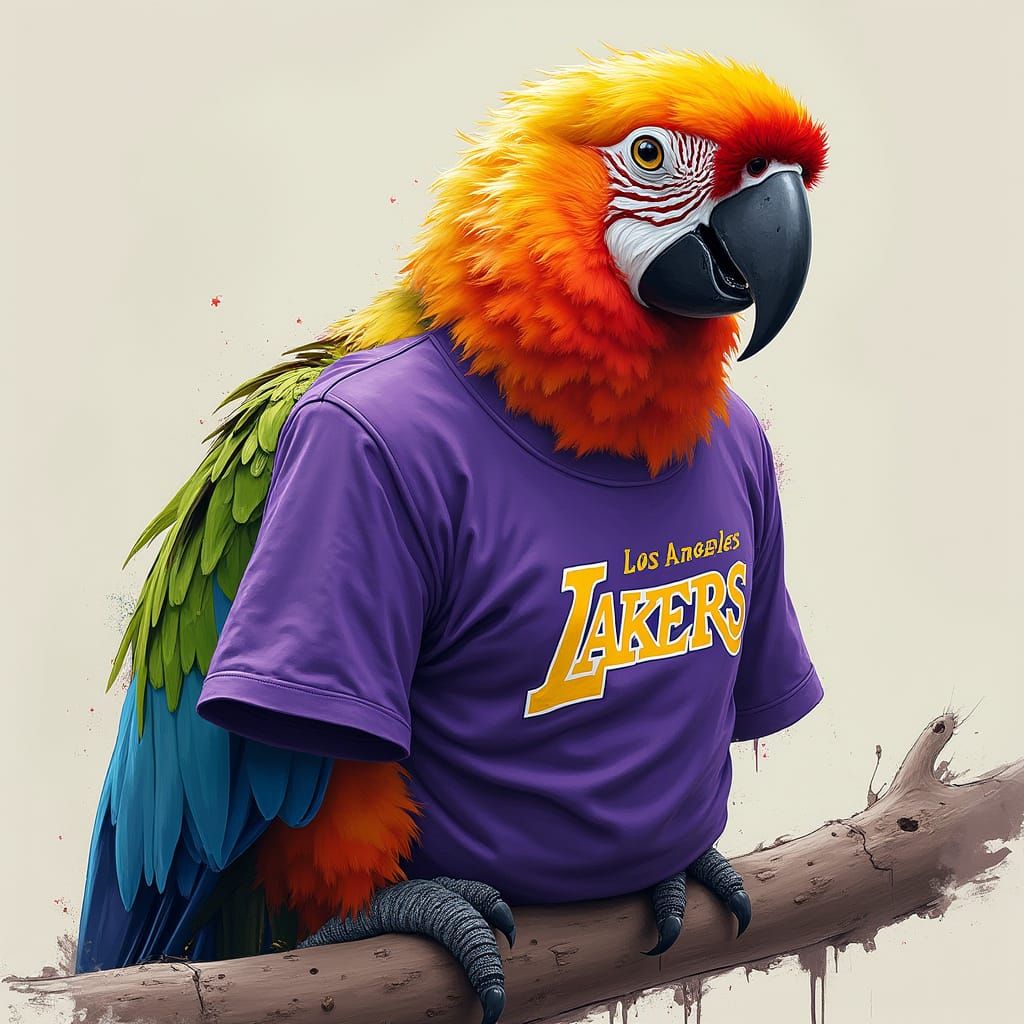 Lakers Parrot: A Digital Painting