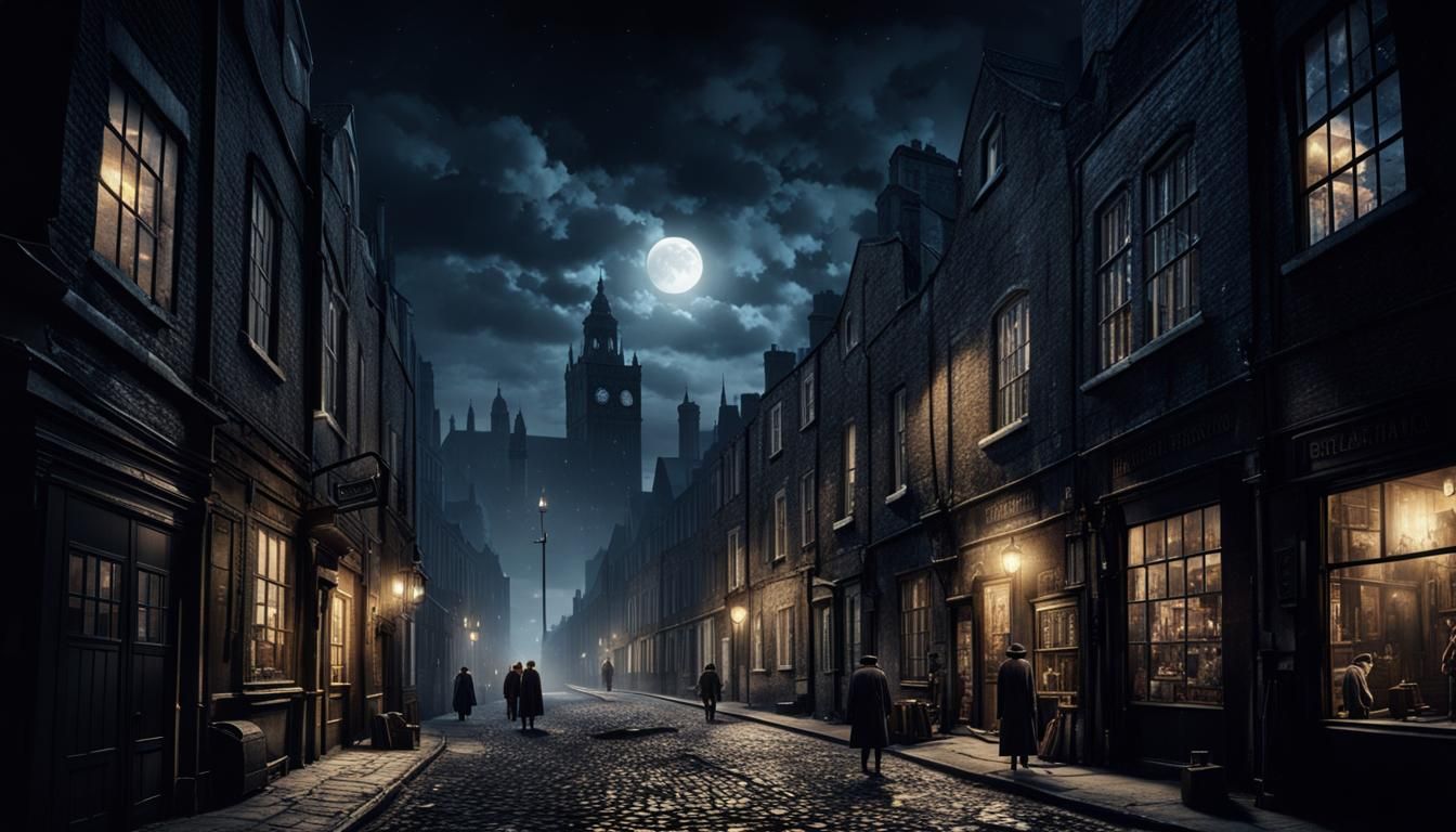 Seedy dark alley in 1940s London East End