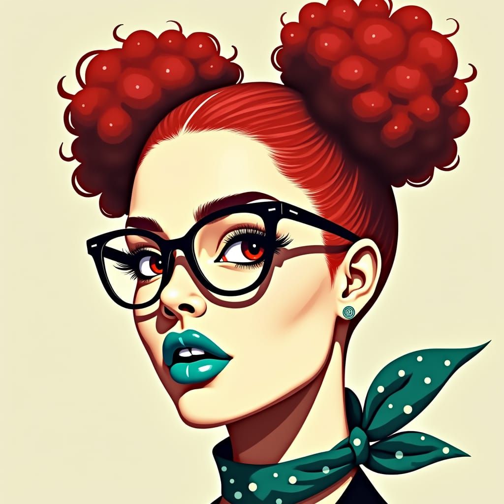 Pop Art Woman with Red Hair and Bold Style
