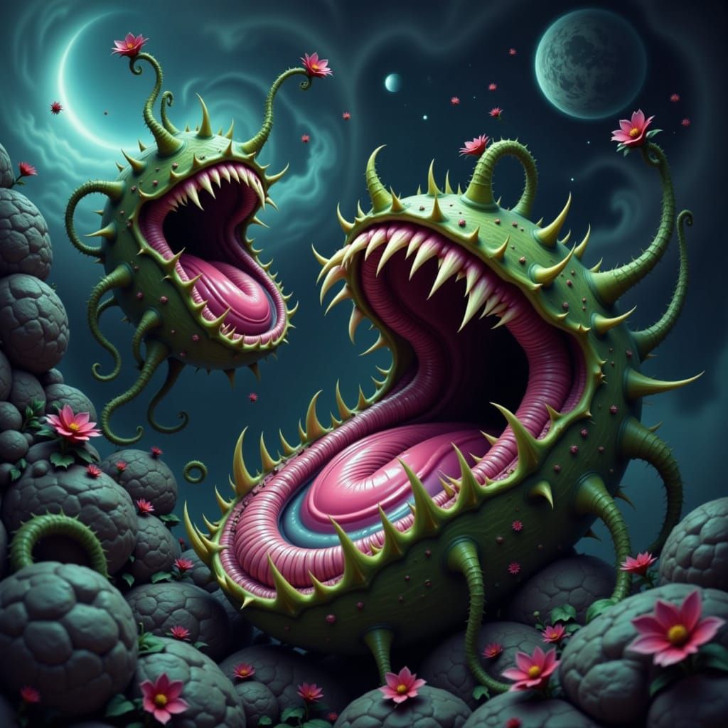 Cosmic Venus Flytrap Nebula in Surreal Style