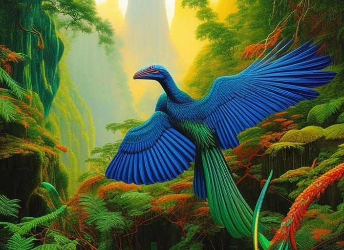 Archaeopteryx with Bird of Paradise Plumage