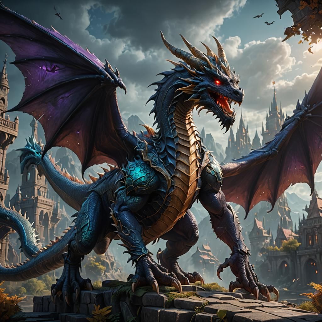 Ghost-Ender Dragon Hybrid in Detailed Matte Painting
