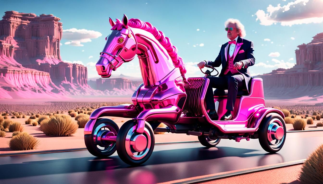 Gene Wilder Rides a Sci-Fi Horse in Pink Tuxedo