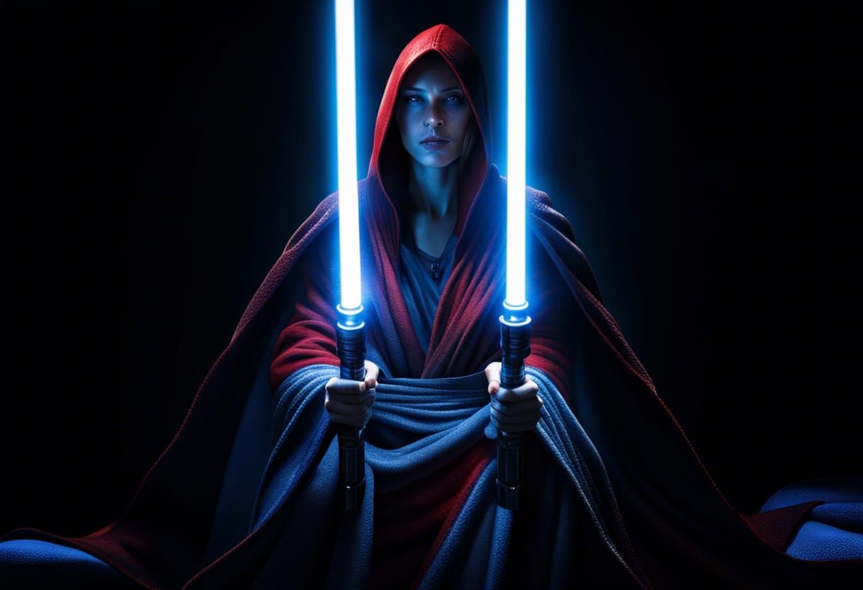 Jedi and Sith Woman with Lightsabers