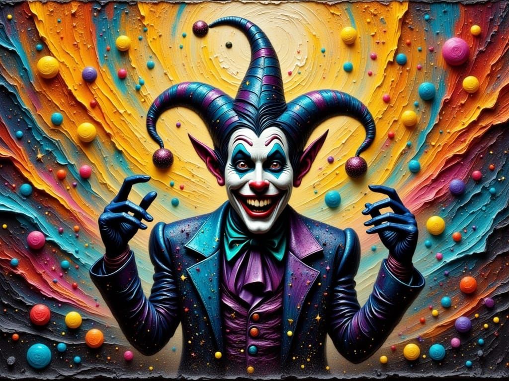 Whimsical Jester in Royal Purple and Turquoise