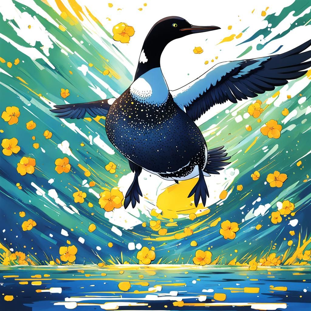 Loon Bird in Anime Key Visual Style