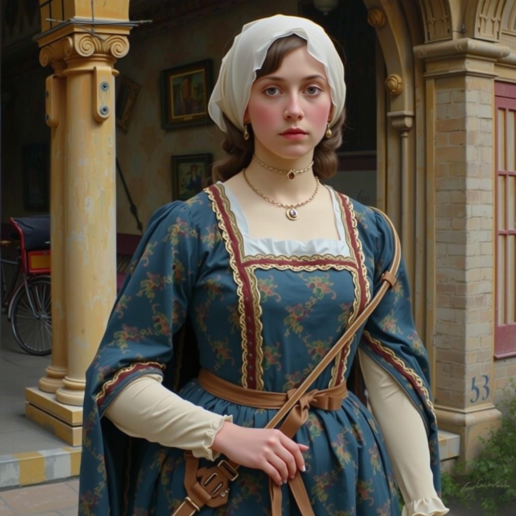 Victorian Lady on London Street Renaissance Masterpiece