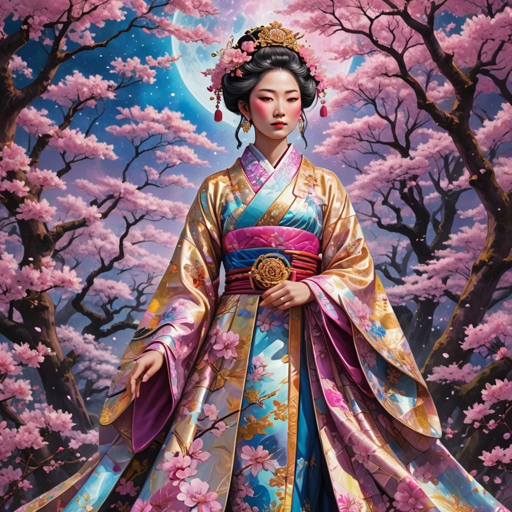 Japanese Empress Surrounded by Cherry Blossoms