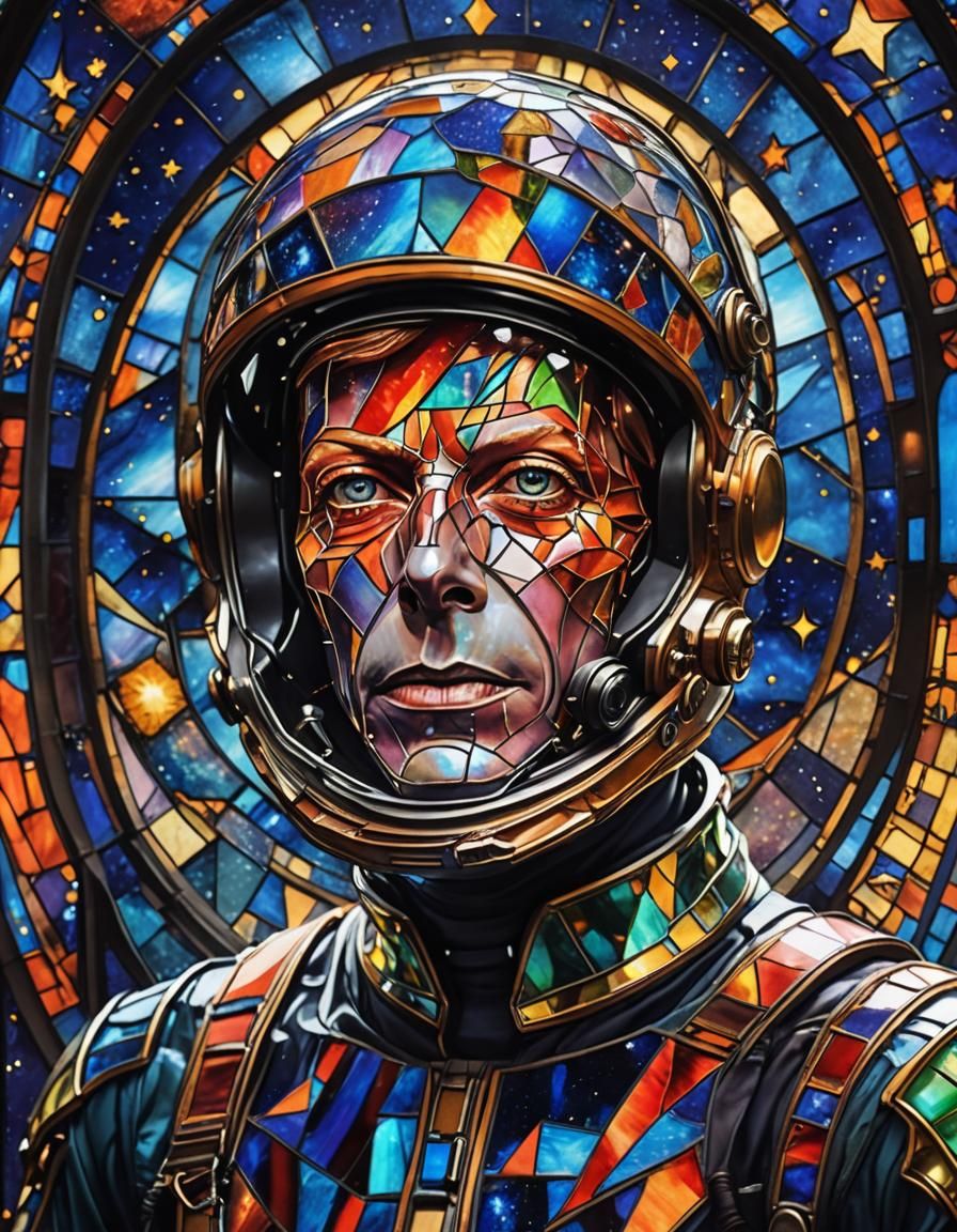 Surreal Space Portrait in Stained Glass