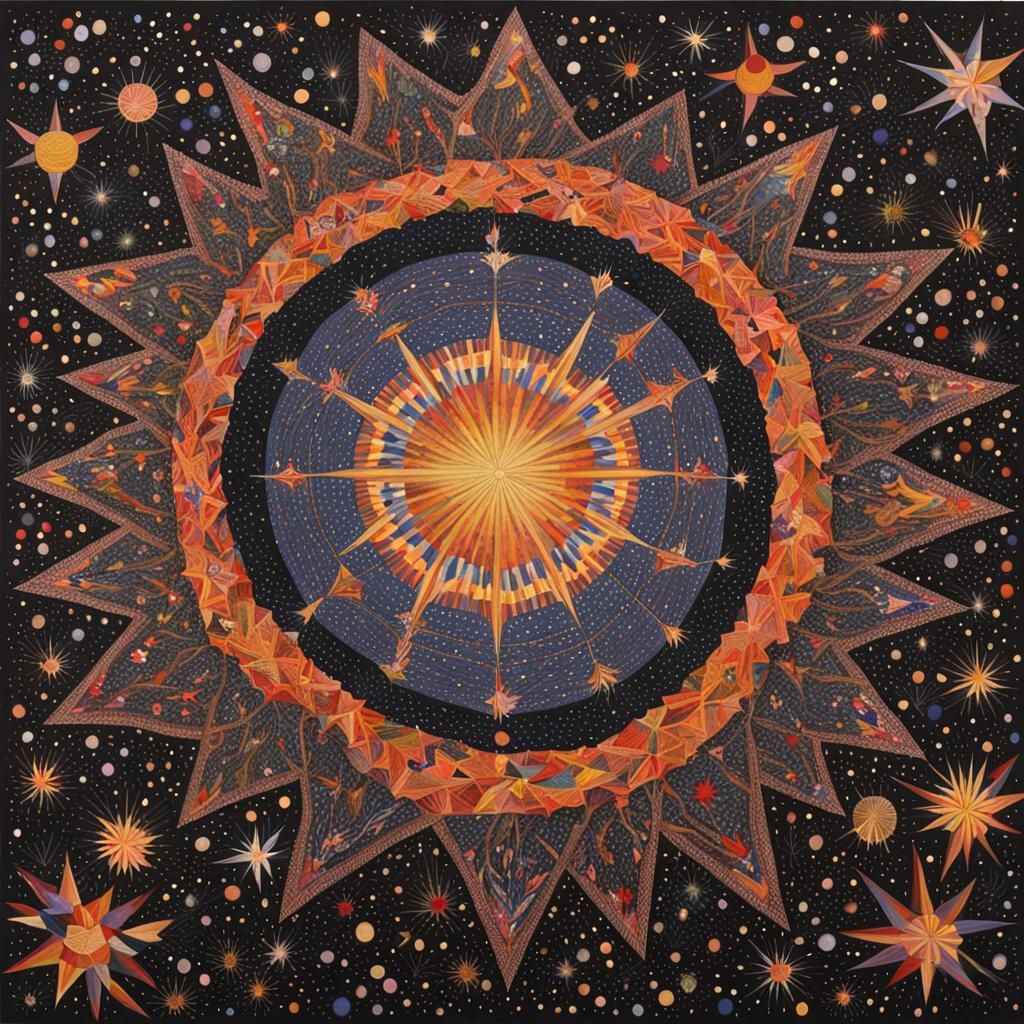 Psychedelic Botanical Collage in Abstract Style