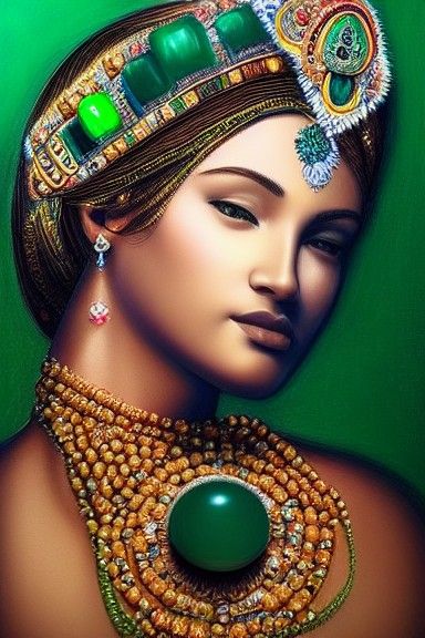 Goddess Amongst Gemstones: Photorealistic Portrait