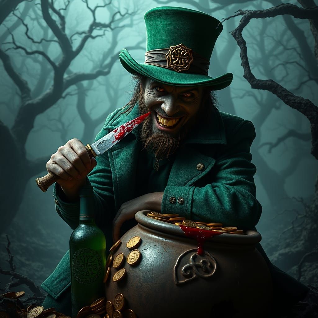 Ominous Saint Patrick with Bloodied Gold, Matte Painting